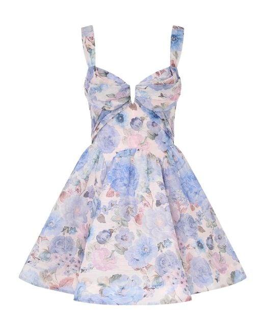Zimmermann Blue Rebellion Drape Mini Dress