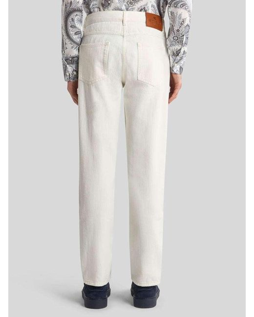 Etro White Regular-Fit Jeans With Stitching On Front Pockets for men