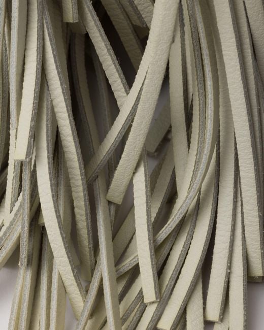 Prada Natural Galleria Small Leather Bag With Fringe