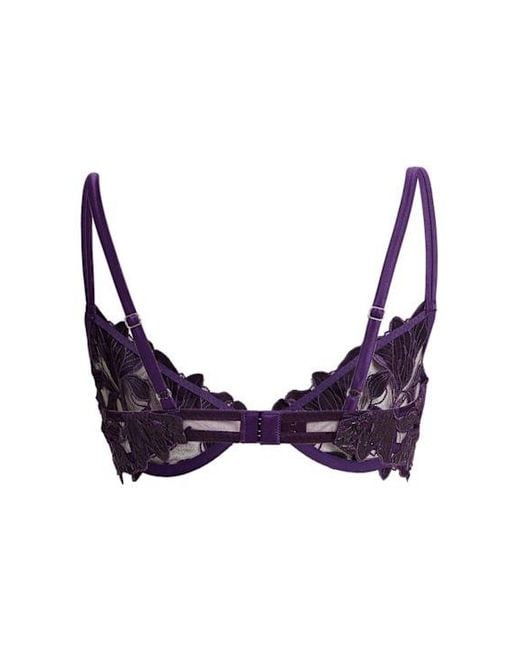 Fleur du Mal Purple Lily Embroidery Underwired Demi Bra