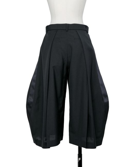 Sacai Black Wide-Leg Cropped Trousers
