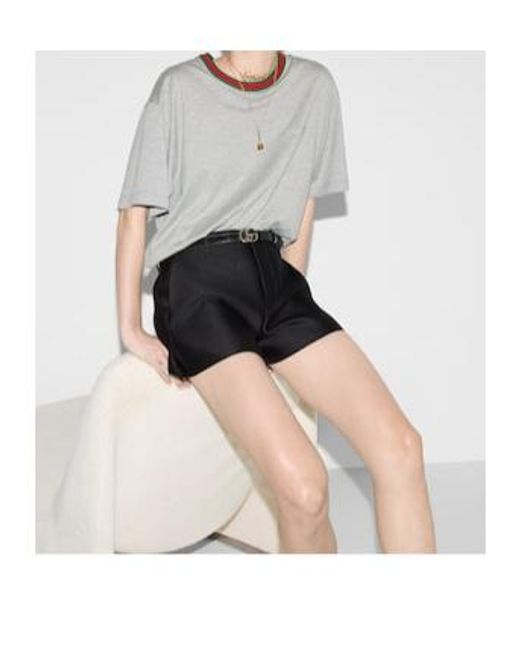 Gucci Gray Web Detailed Jersey T-Shirt