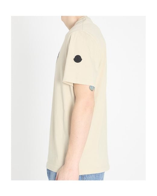 Moncler White Logo Printed Crewneck T-Shirt for men