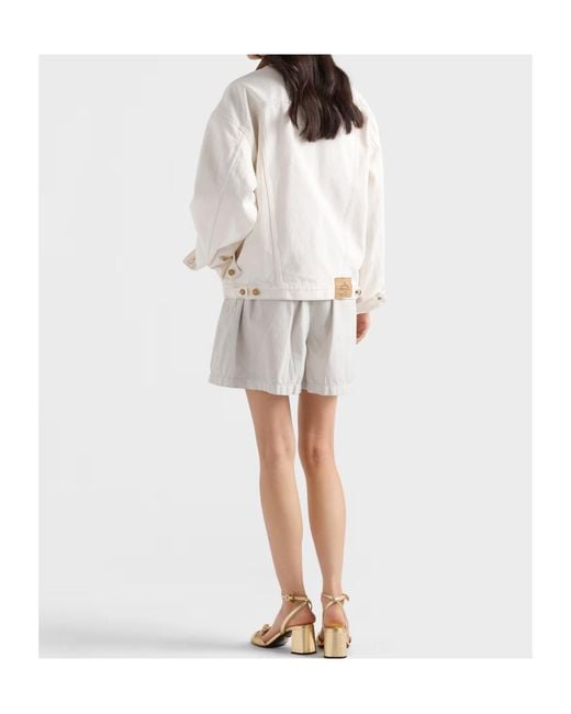 Prada White Old Denim Blouson Jacket