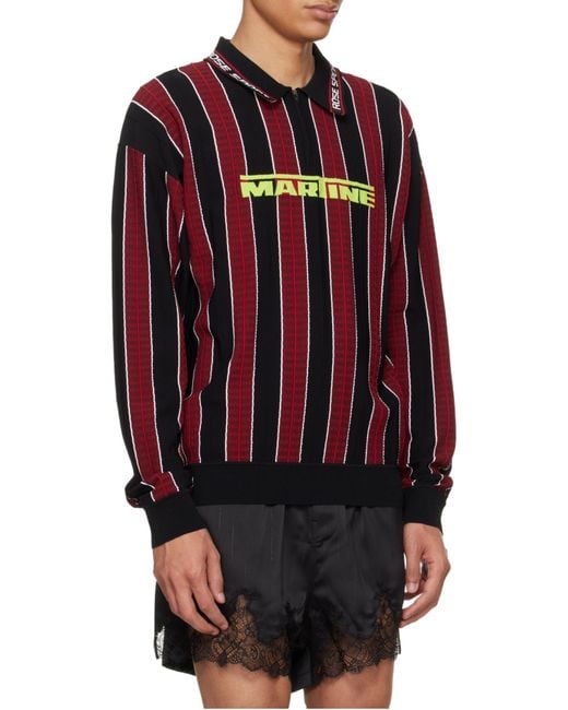 Martine Rose Red Striped Polo Shirt for men