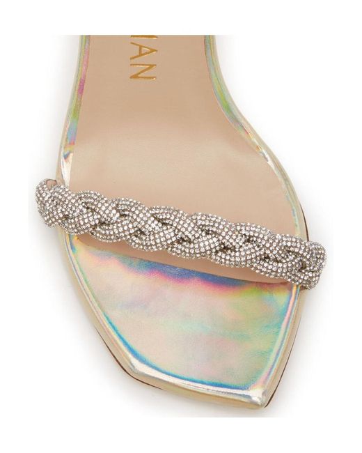 Stuart Weitzman White Logo High-Heeled Sandals