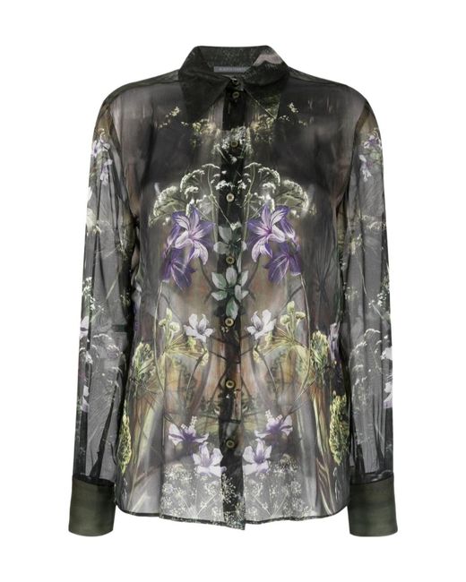 Alberta Ferretti Multicolor Floral-Printed Long-Sleeved Shirt