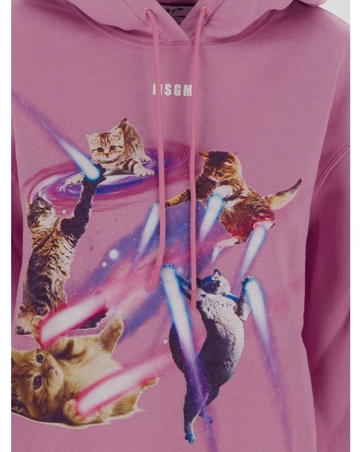 MSGM Purple Graphic-Print Long-Sleeve Hoodie