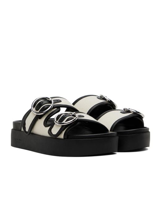 Rag & Bone Black Geo Buckle Platform Slides