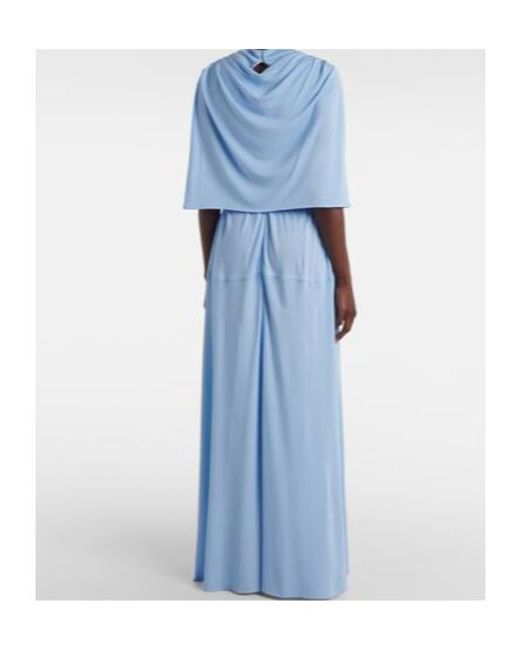 Proenza Schouler Blue Frankie Caped Jersey Maxi Dress