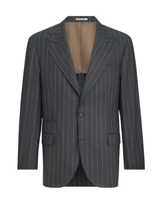 Brunello Cucinelli Gray Long-Sleeved Suit Jacket for men
