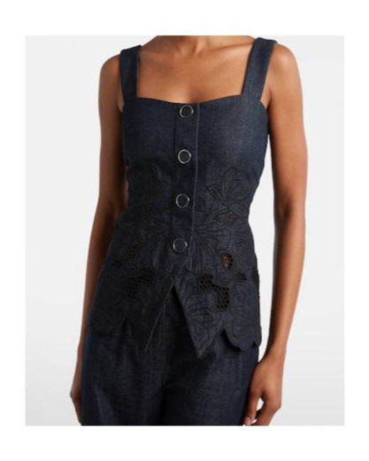 Veronica Beard Blue Cotton Chambray Top