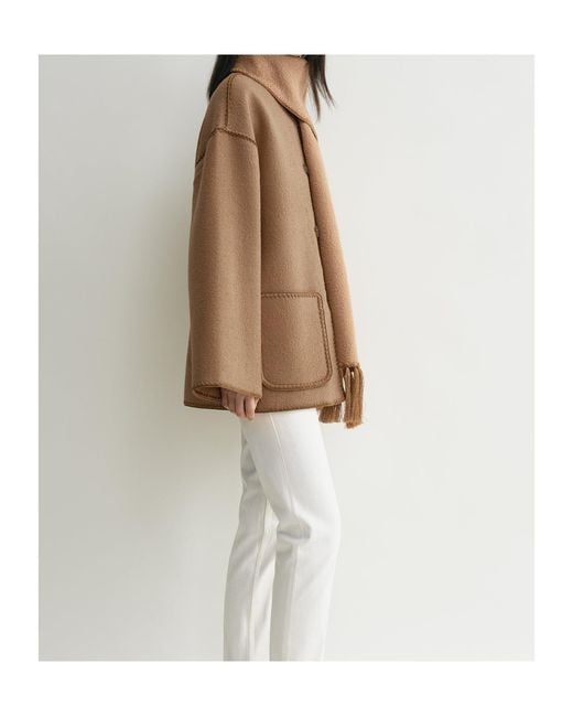 Totême Brown Totême Buttoned Whipstitch-Trim Scarf Jacket