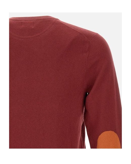 Sun 68 Red Contrast Elbow Patch Knitted Sweater for men