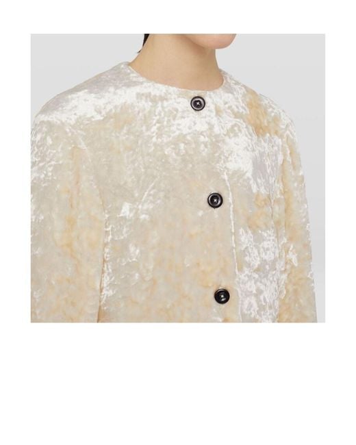 Jil Sander Natural Long-Sleeve Crushed-Velvet Shirt