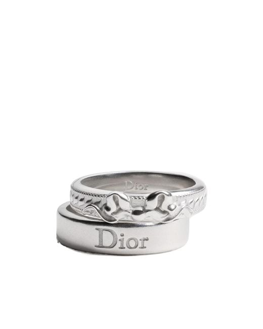 Dior White Médaillon Ring Set for men