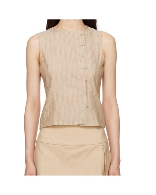 Paloma Wool Natural Striped Sleeveless Top
