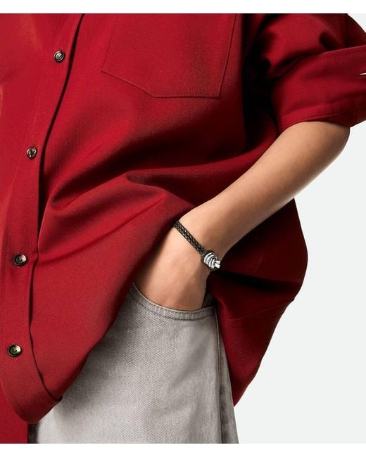 Bottega Veneta White Knot Detailed Braided Bracelet for men