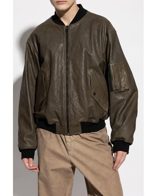 Dolce & Gabbana Green Logo Patch Zipped Bomber Jacket for men