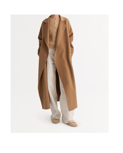Soft Goat Brown Double-Breasted Patch-Pocket Coat
