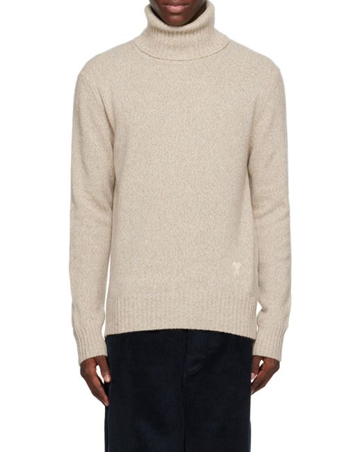 AMI Gray Ami De Coeur Roll Neck Knitted Jumper for men