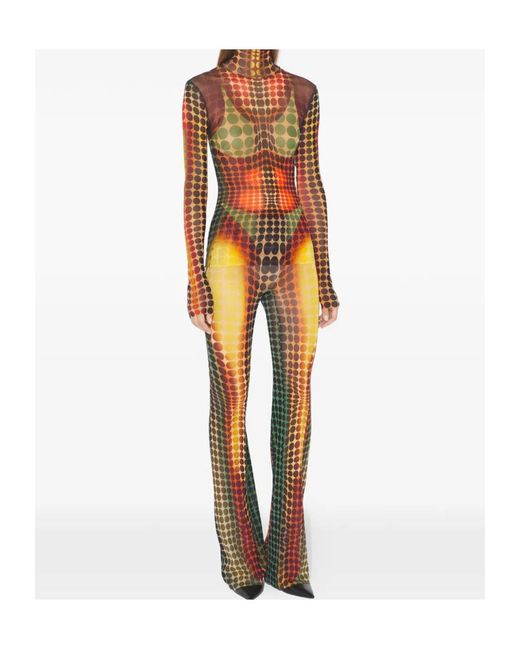 Jean Paul Gaultier Orange Optical Print Flared Pants