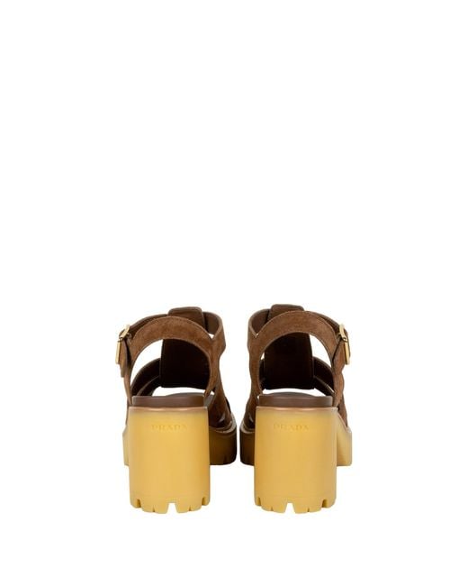 Prada Brown Block-Heeled Sandals
