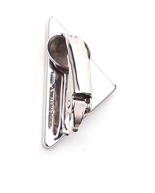 Prada White Symbole Clip Left Earring