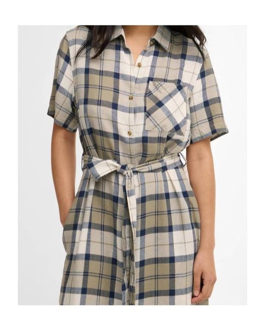 Barbour Multicolor Fern Belted Tartan Midi Dress