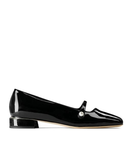 Jimmy Choo Black Flat Shoes Leather Salpa Metal Plastic