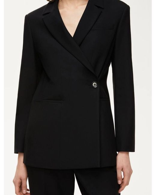 iBlues Black Notched-Lapel Double-Breasted Blazer