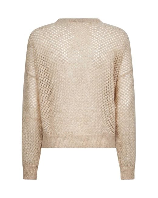 Brunello Cucinelli Natural Long Sleeved Crewneck Sweater