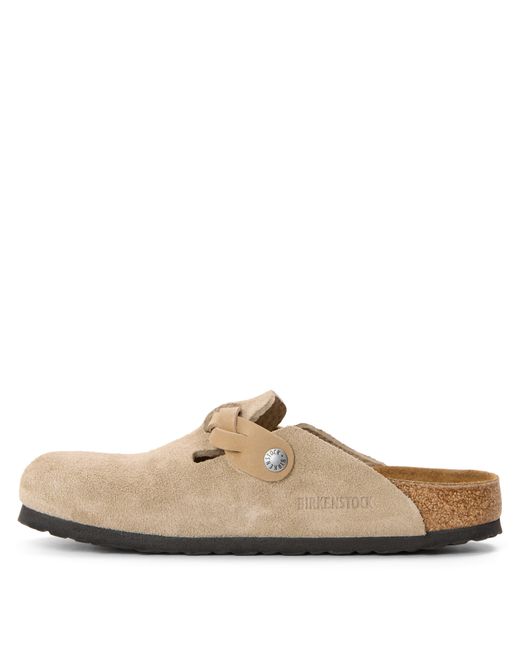 Birkenstock White Boston Suede Mules