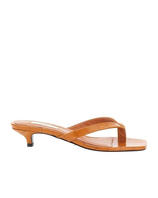 Totême Brown Embossed Heeled Sandals
