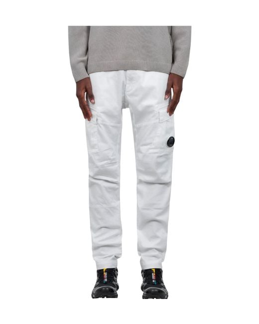 C P Company Gray Pantalon Cargo Sateen for men