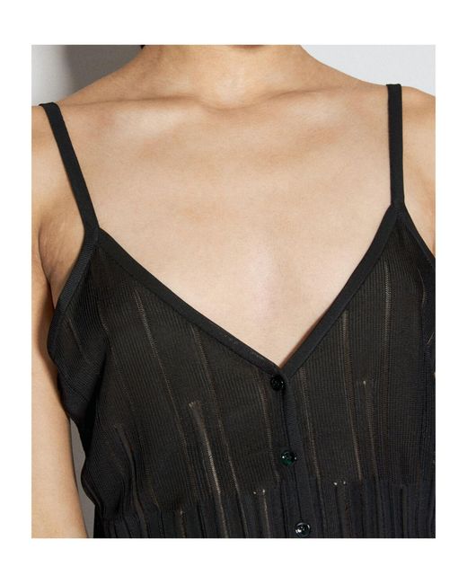 Saint Laurent Black Striped V-Neck Knitted Tank Top