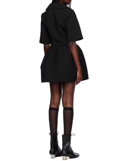 Ganni Black Bonded Crepe Mini Dress