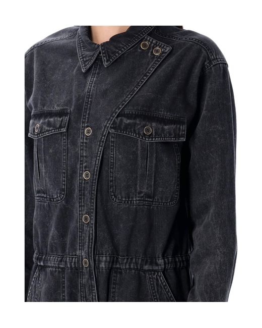 Isabel Marant Blue Buttoned Denim Jumpsuit