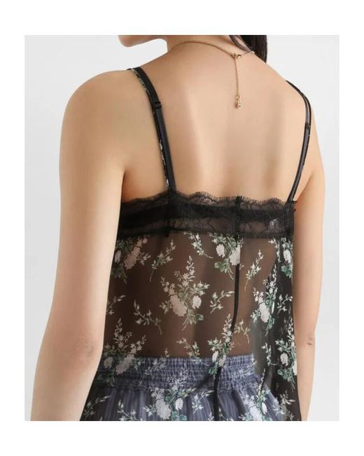 Dolce & Gabbana Black Lace Panel Floral Top
