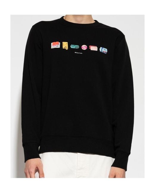 Paul Smith Black Ps Paul Smith Graphic Printed Crewneck Sweatshirt for men