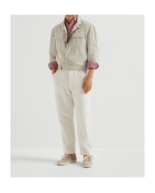 Brunello Cucinelli Gray Butto Suede Jacket for men