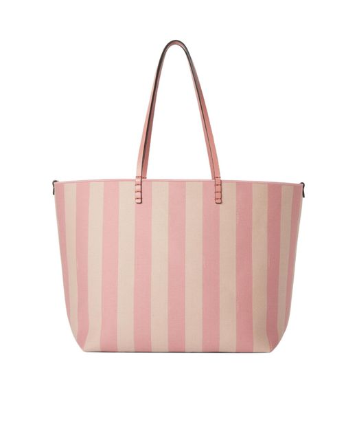 Fendi Pink Roll Striped Large Tote Bag