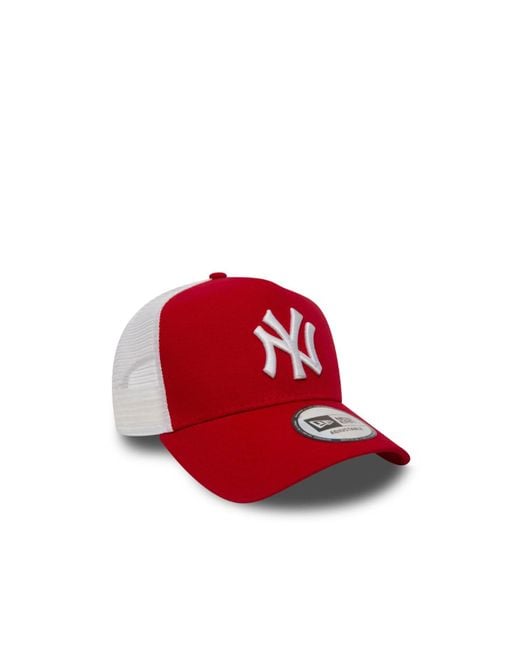 KTZ Red New York Yankees Clean A-Frame Trucker Cap for men