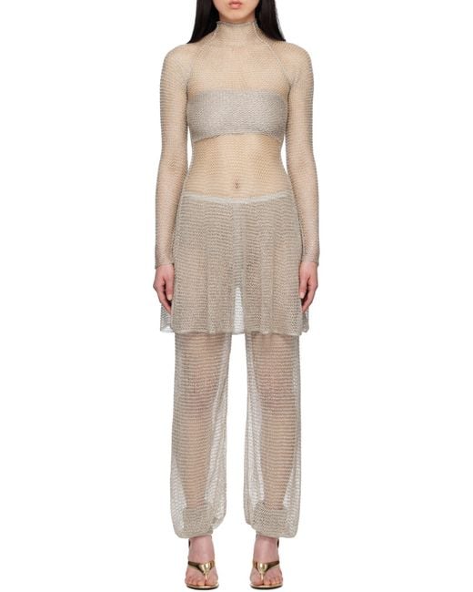 Alaïa Gray Alaïa Mesh Knit Short Dress