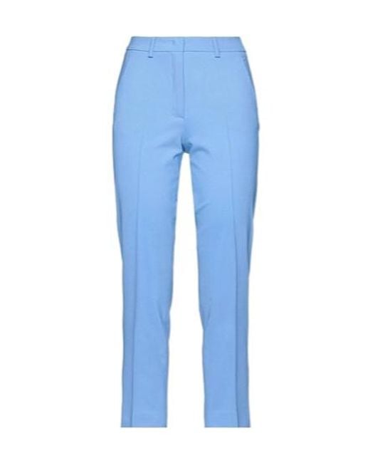 Weekend by Maxmara Blue Solid-Colored Wool Trousers