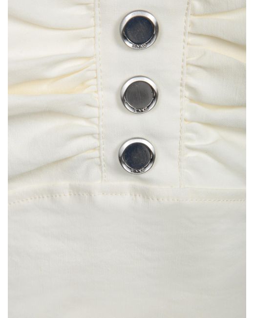Pinko White Button-Detailed Crop Top
