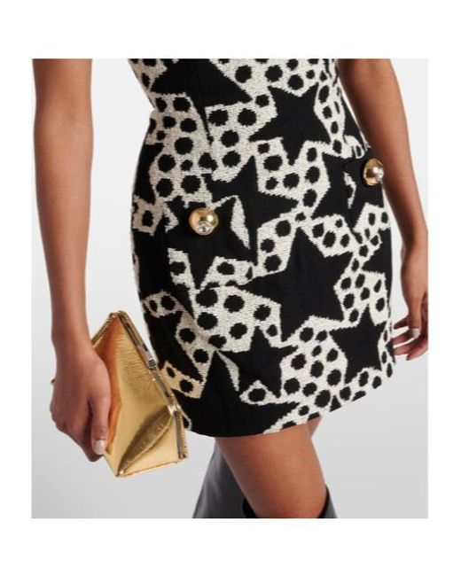 Area Black Jacquard Strapless Cotton-Blend Minidress