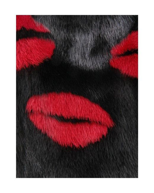 Simonetta Ravizza Red Furrlips Lip Pattern Handbag