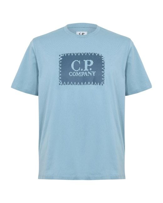 C P Company Blue Logo Crew-Neck T-Shirt for men