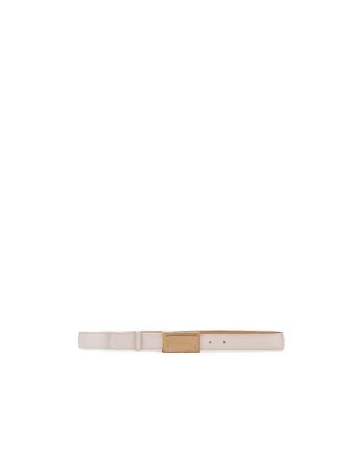 Elisabetta Franchi White Logo Plaque Buckled Belt